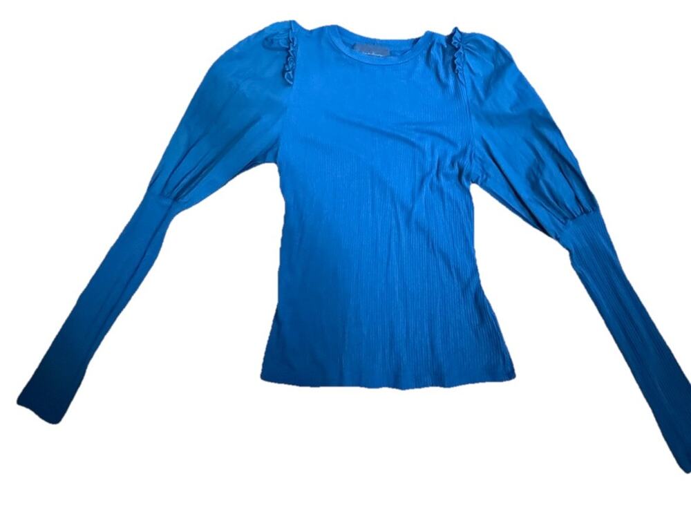 SUNDAY in BROOKLYN Anthropologie Women’s Aqua Puff Sleeve Pullover Shirt Size XS